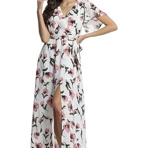 Azalosie Floral Maxi Dress with a front slit
